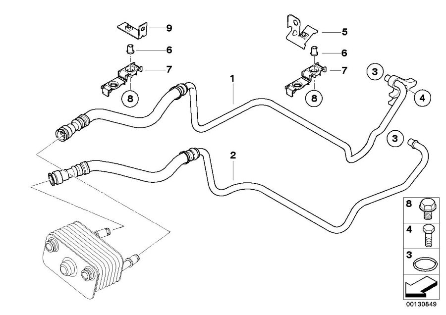 2003 BMW X5 Transmission oil cooler line, flow. Radiator, Maintenance