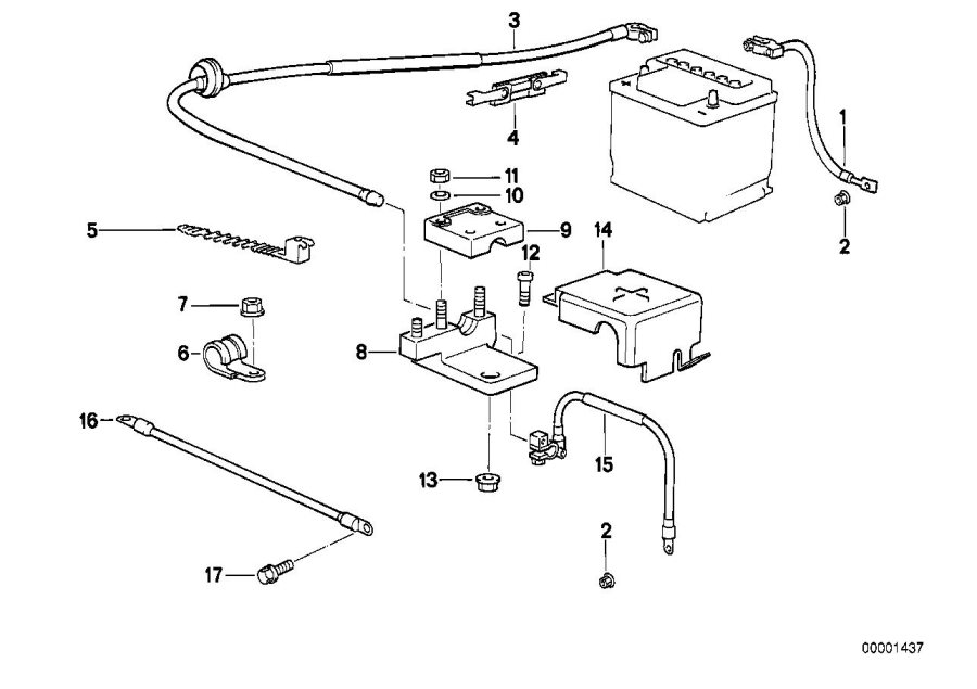 12421375601 - Battery cable (plus pole). L=3475MM - Genuine BMW Part