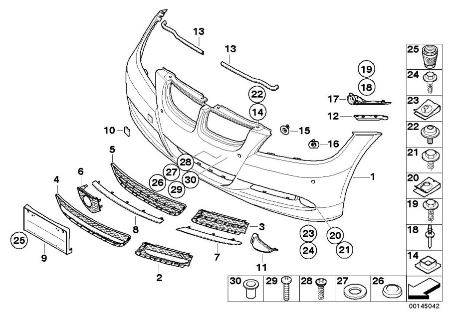 51117134098 - Insert, bumper front right. Trim, Cover, Body - Genuine