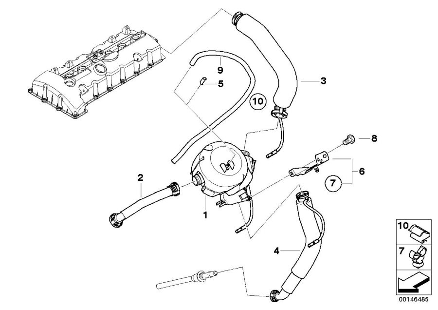 11617531423 - Oil separator. Ventilation, head, engine, cylinder