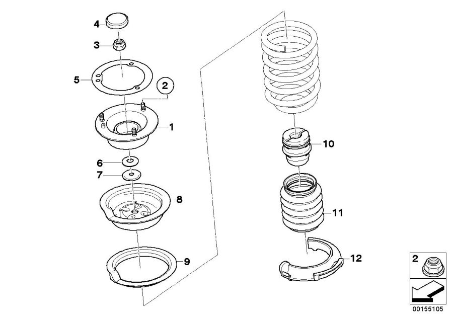 2012 BMW X1 Spring pad lower. Front, axle, suspension ...