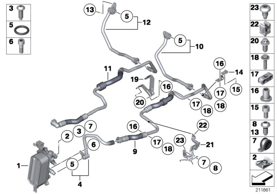 BMW 650i O-ring. 13, 65X2, 62. ALPINA, Oil, Cooler ...