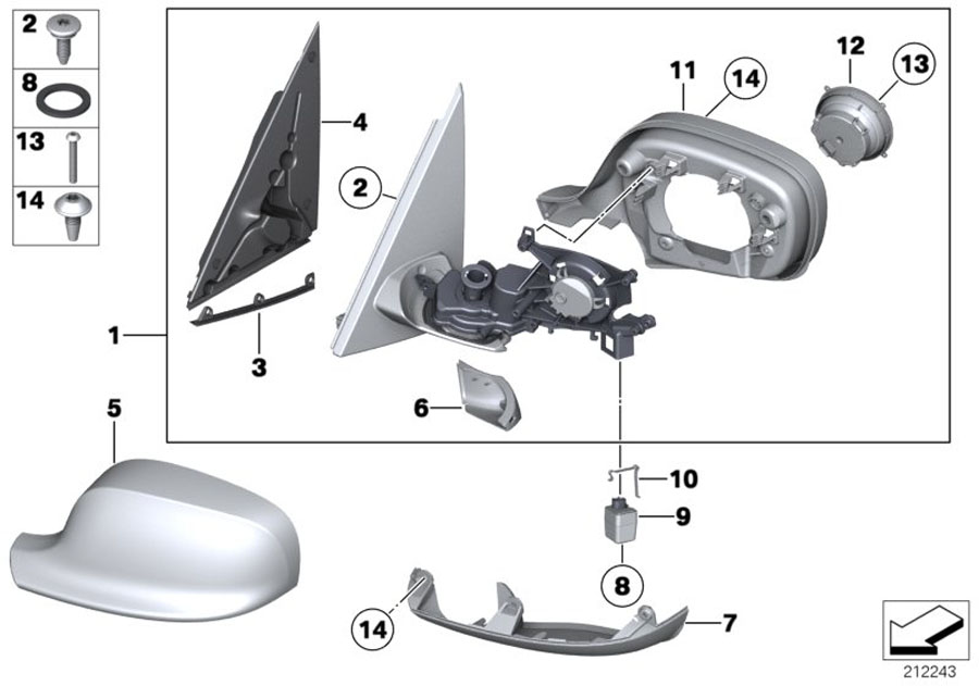 51162993418 - Set of covers, housing, lower. Mirror, Outside - Genuine