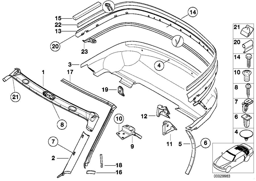 1996 BMW Z3 Covering column-center left. Interior, trim, body ...