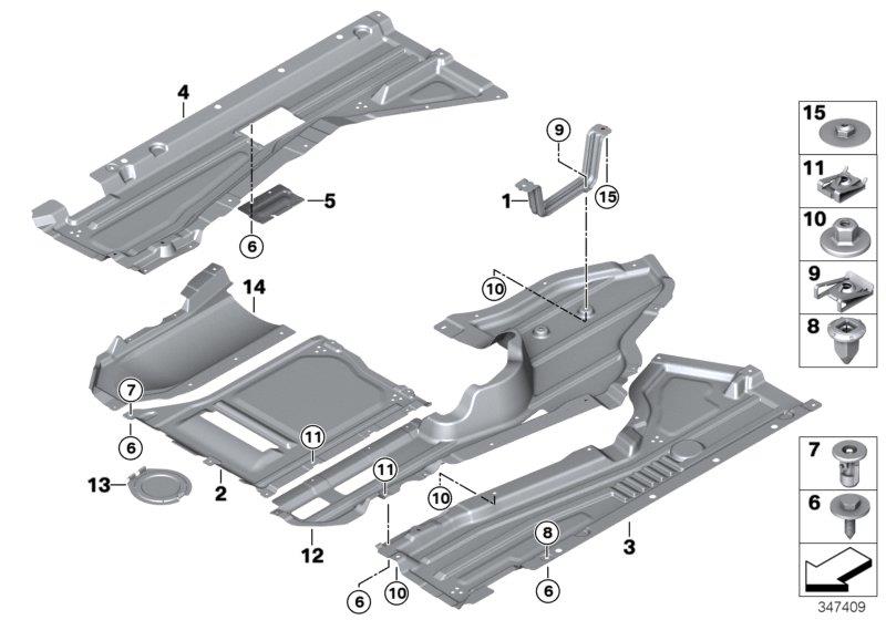 51757325393 - Cover for subframe reinforcement, rear. Front, Suspension