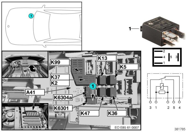 61316919113 Relay, changeover contact, black Genuine BMW Part