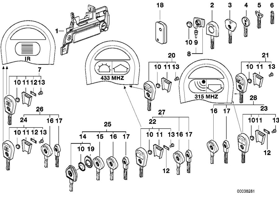 51218199915 - Lock with code, left. Front, Door, Trim ...