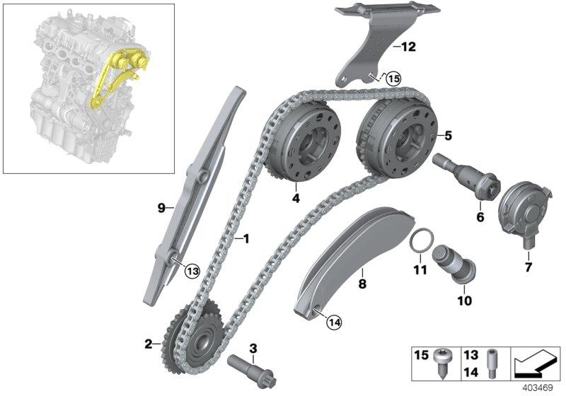 Bmw X4 Central Valve Vanos Short Timing Chain Head 11368617694