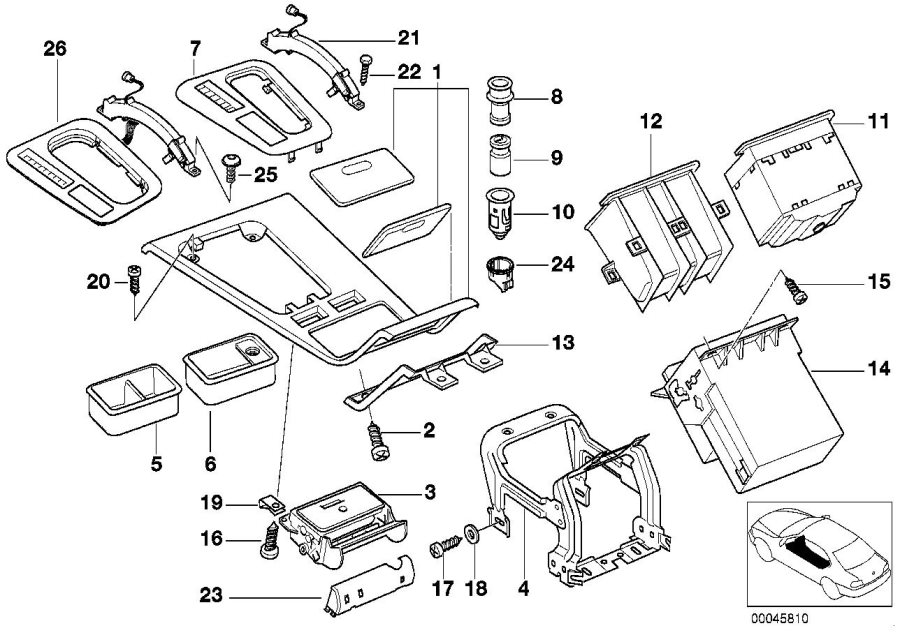 Bmw 740i Center Console Insert Body Armrest Trim